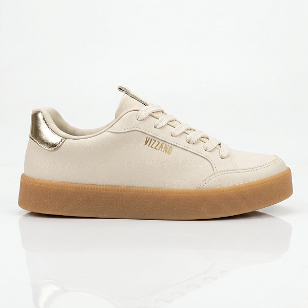 Tênis Casual Feminino Vizzano Branco/Dourado -1444.215