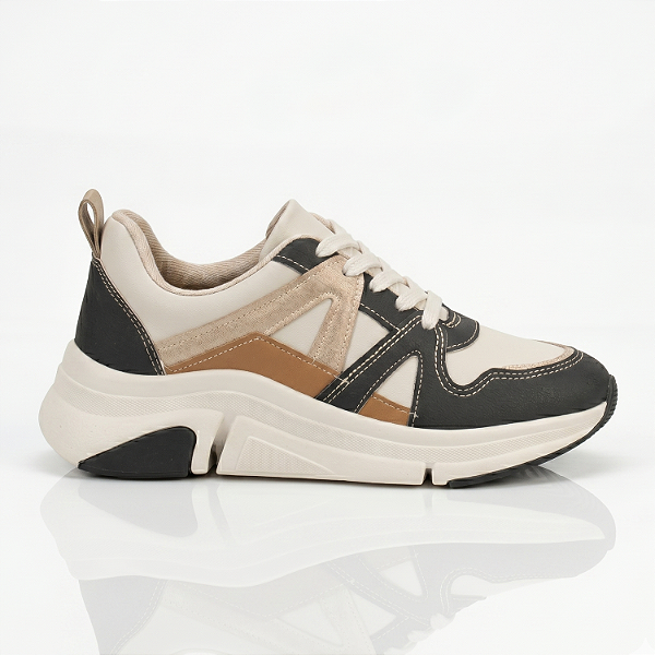 Tênis Feminino Casual Modare Branco/Off/Preto Camel - 7401.102