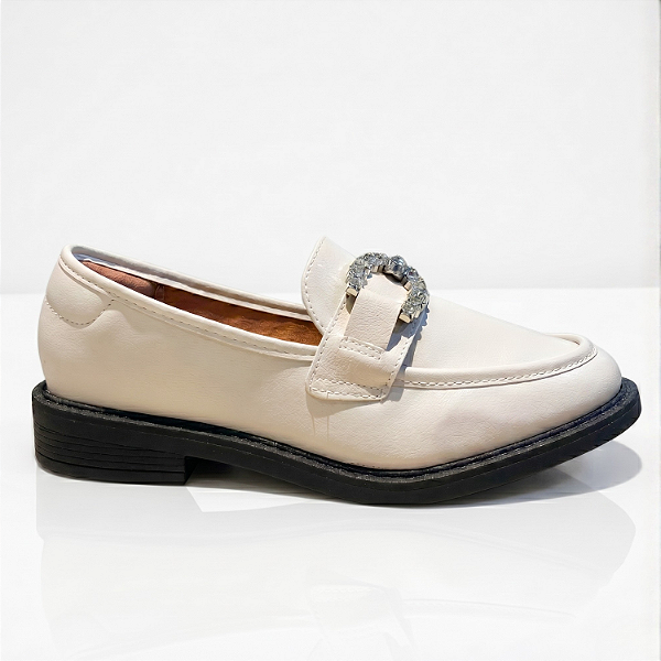 Sapato Mocassim Feminino Vizzano Cabedal Floather Madri Branco Off - 1453.101