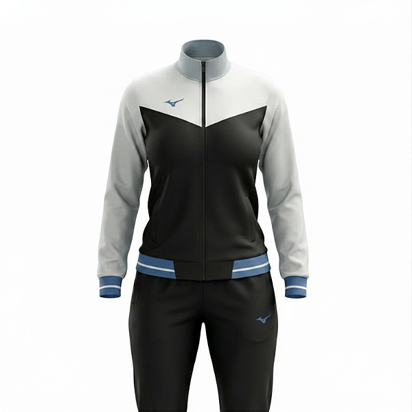 Conjunto de Abrigo Training Agasalho Mizuno Root IV Feminino Azul Noite / Cinza