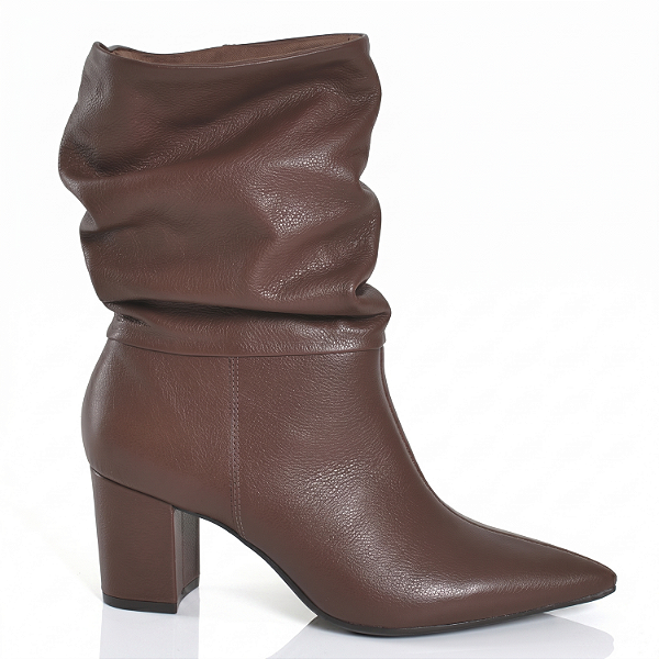 Bota Femina Via Marte em Couro Dark Brown - 236-015-01
