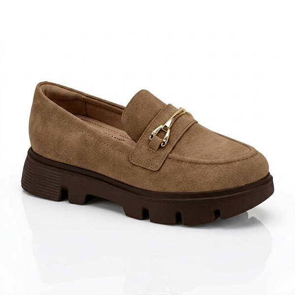 Sapato Feminino Mocassim (Loafer) Napa Veluna Castanho - 7409.102