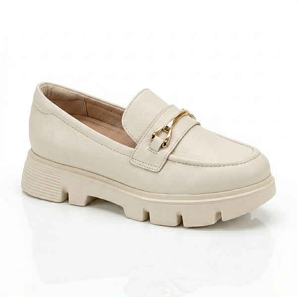 Sapato Feminino Mocassim (Leoafer) Vizzano Napa Floather Nature - Branco Off - 7409.102