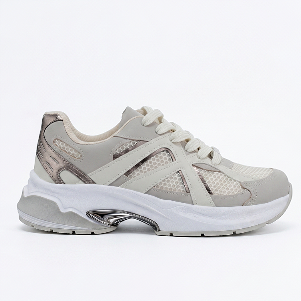 Tênis Casual Feminino Vizzano Branco Off Cinza - 1487.203