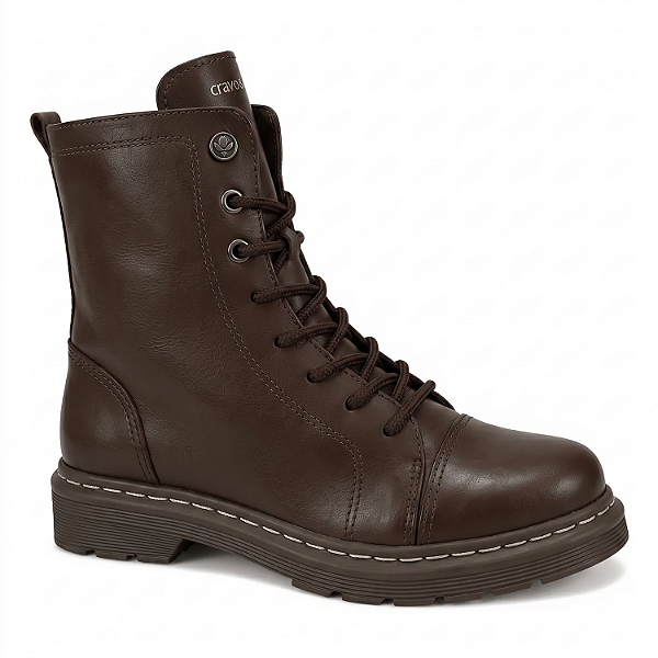 Bota Feminina Modelo Coturno em Couro Cravo e Canela Cor: Marrom - 85653C_67