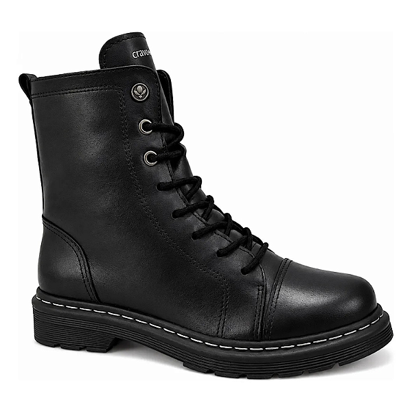 Bota Feminina Modelo Coturno em Couro Cravo e Canela Cor: Preto - 85653C_66
