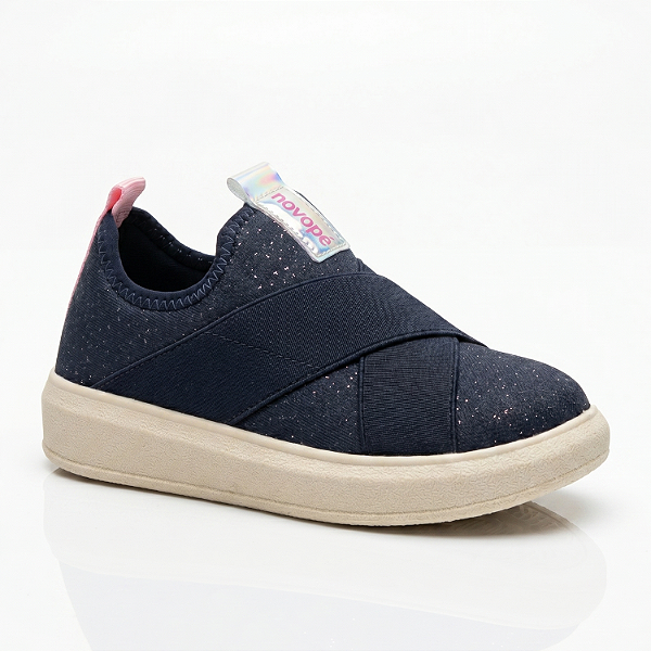 Tênis Infantil Menina Novopé Textil Marinho/Tule - 98001138_5296