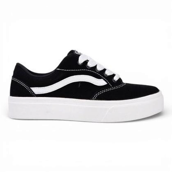 Tênis Feminino Casual Quiz Cabedal Camurção   Preto / Branco - 69-1884-55
