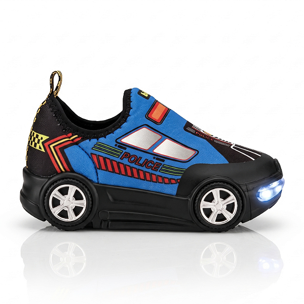 Tênis de Luzinha Infantil de Menino Bibi Turbo Lycra Est. Police Preto - 1300006