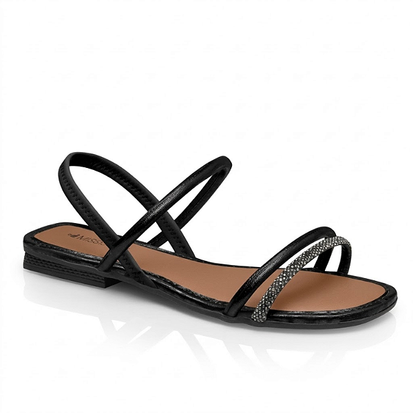 Sandália Mississipi Enfeite Pewter Santine Rives Preto - J2781-0004
