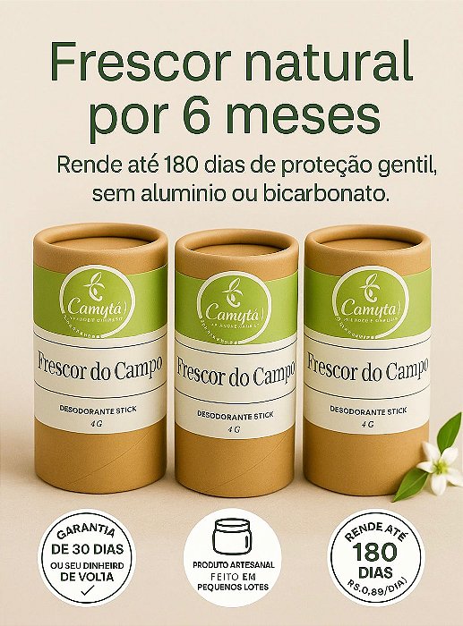 Kit 3 Desodorantes Naturais em Stick - 180 dias de Proteção