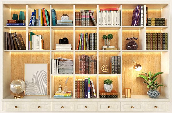 Super - Biblio CS06 Branco e Madeira