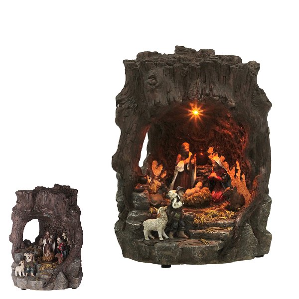 Presépio Vila Religiosa Sagrada Família Natal c/LED 21cm