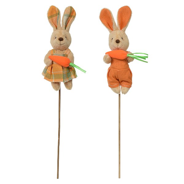 PASCOA ENFEITE PICK COELHO (LARANJA BEGE) 25X15cm  1 UN