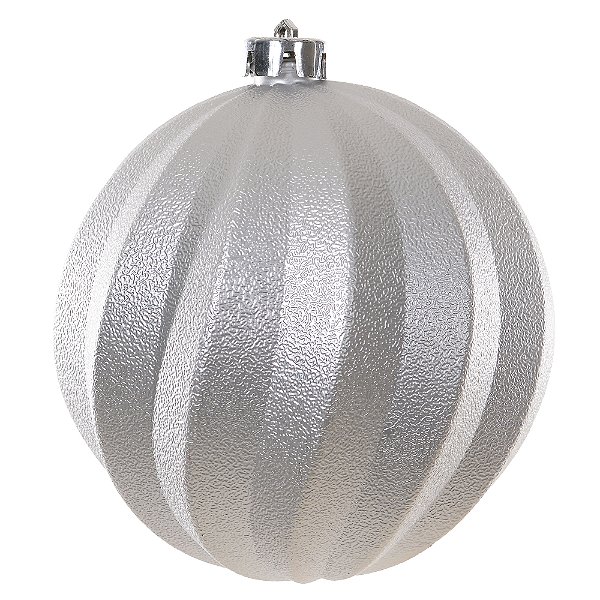 Bola de Natal Decorada Plástico Prata 15cm