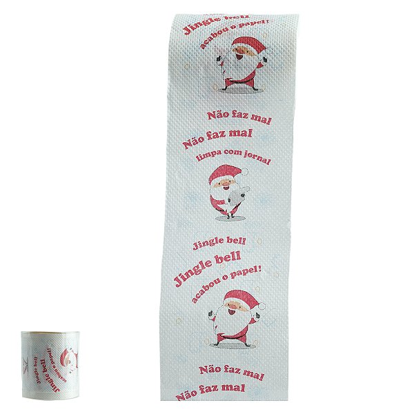 Papel Higiênico Natal Folha Dupla Branco Vermelho 20m x 10cm