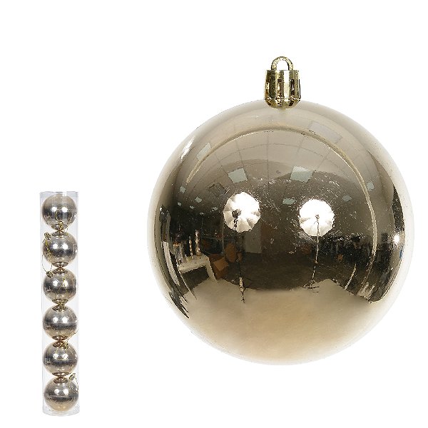 Bola Metálica Tubo Champanhe 8cm C/6 Und
