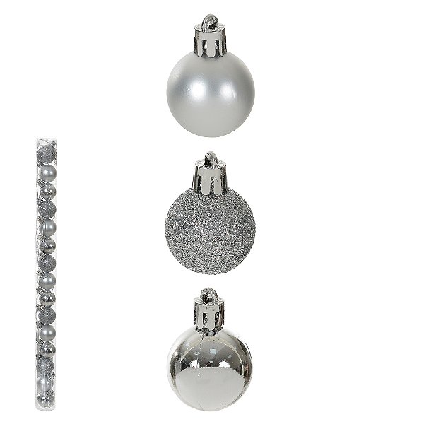 Bola de Natal Tubo Misto Prata 3cm C/15 Und