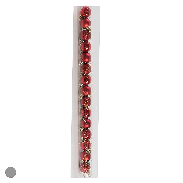 Bola de Natal Tubo Misto Vermelho 3cm C/15 Und