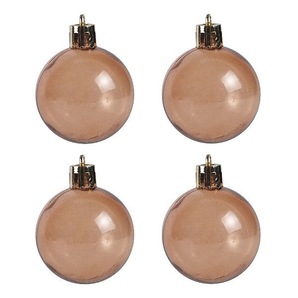 Bola de Natal Decorada Plástico Marrom 10cm C/4