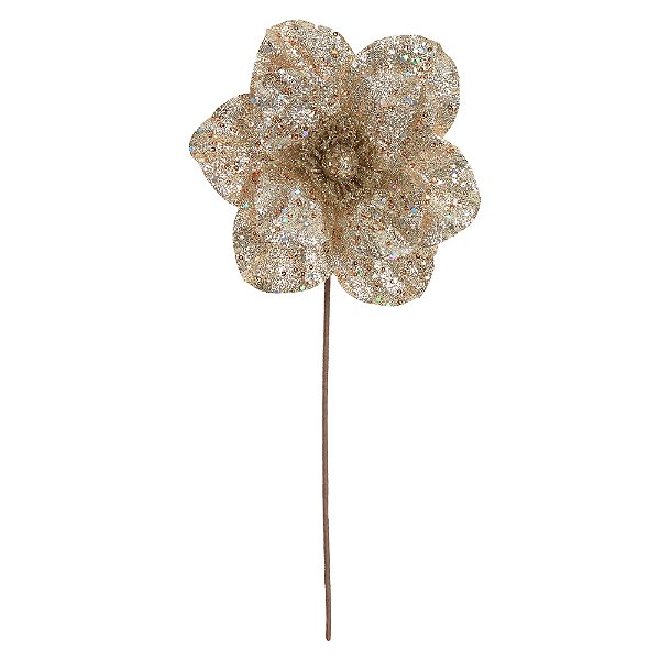 Haste Magnolia Natal c/ 10 Pétalas Champanhe 20cm