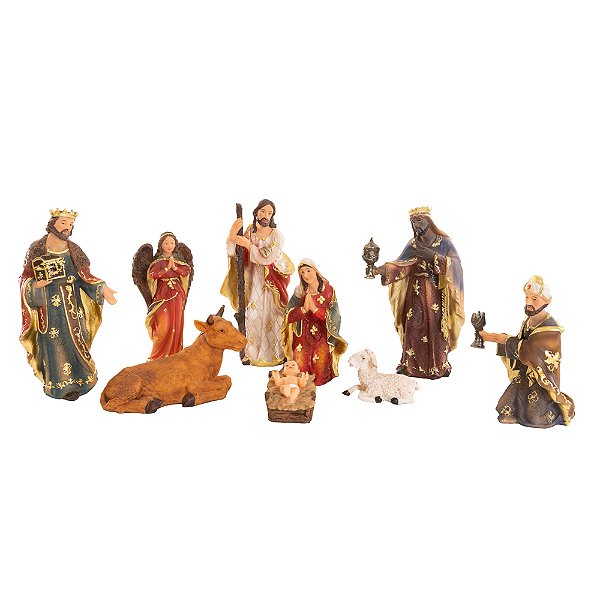 Presépio Resina Colorido 15cm c/9 Figuras