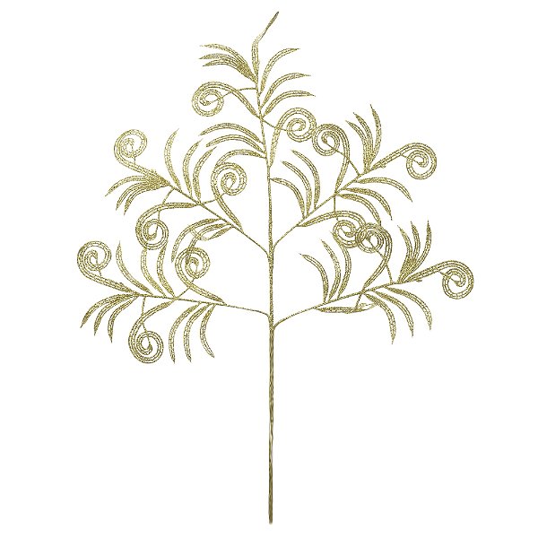 Complemento Natal Folha Samambaia c/ Glitter x5 (Dourado) 59cm