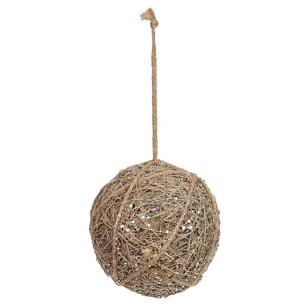 Bola de Natal Decorada Aramada (Marrom Champanhe) 12cm