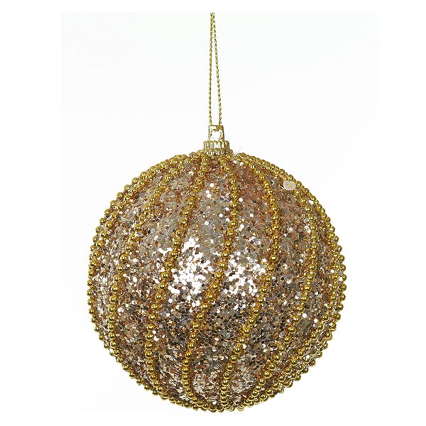 Bola de Natal Decorada c/3 Unidades (Champanhe) 8cm