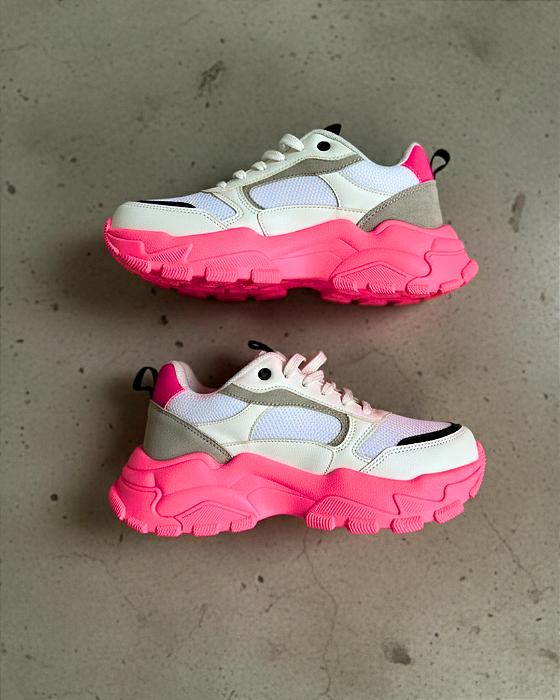 Tênis Chunky branco e rosa