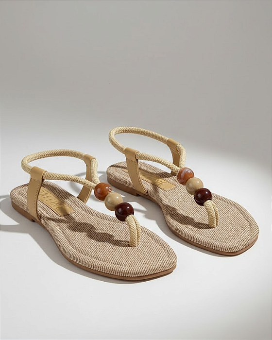 Rasteira Cordão Bege