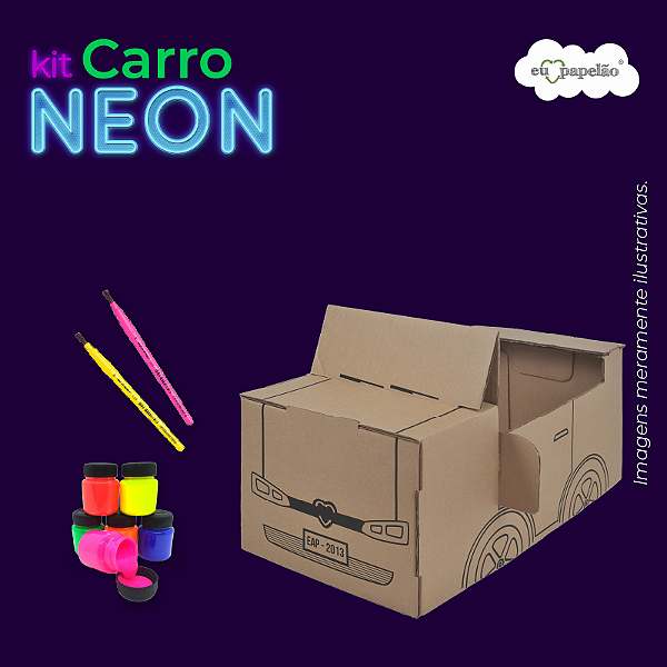 Kit Neon Carro - Eu Amo Papelão