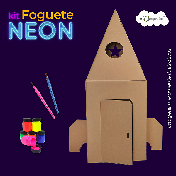 Kit Neon Foguete - Eu Amo Papelão