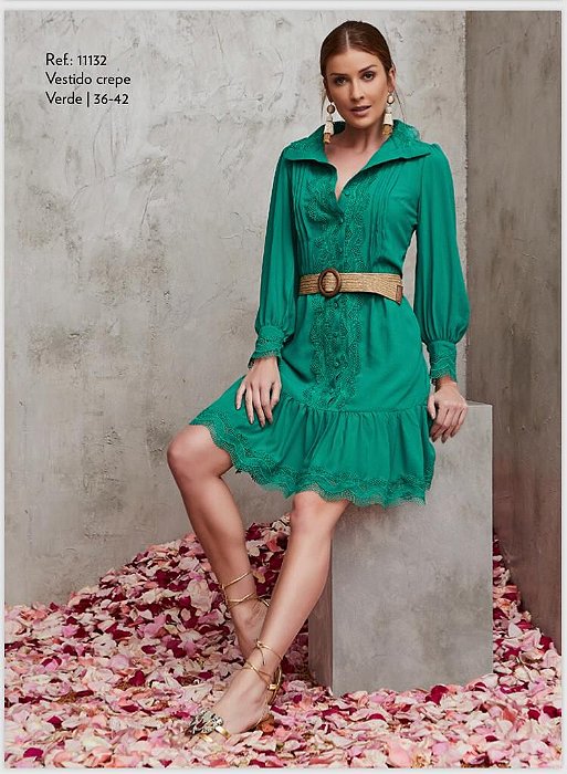 vestido de crepe para senhora