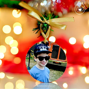 Bolinha de Natal em madeira Com Foto