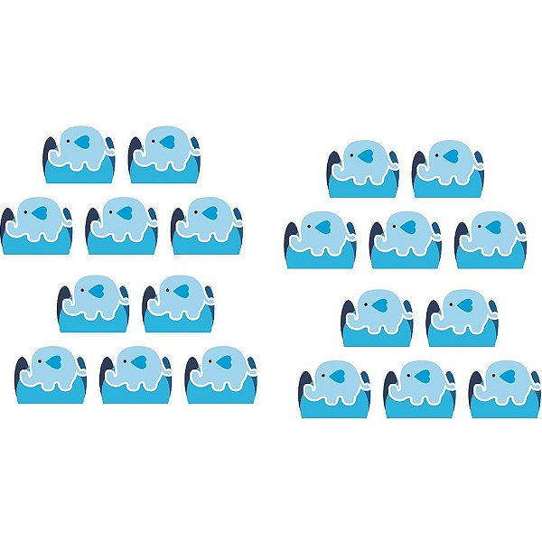 100 Forminhas para doces 4 pétalas elefantinho azul - Envio Imediato