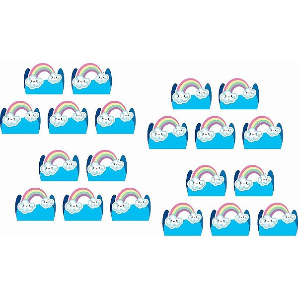 150 Forminhas 4 pétalas Chuva de Benção arco íris azul - Envio Imediato