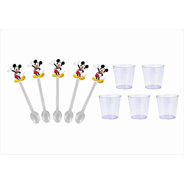 150 mini colheres + 150 copos 25 ml Mickey - Envio Imediato
