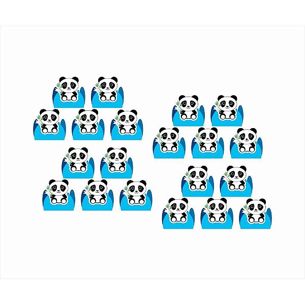 250 Forminhas 4 pétalas p/ doces Panda (azul) - Envio Imediato