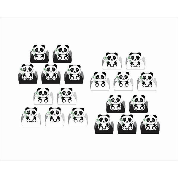 50 Forminhas 4 pétalas p/ doces Panda (preto e branco) - Envio Imediato
