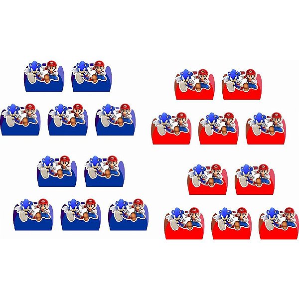 50 Forminhas 4 pétalas p/ doces Sonic x Mario - Envio Imediato
