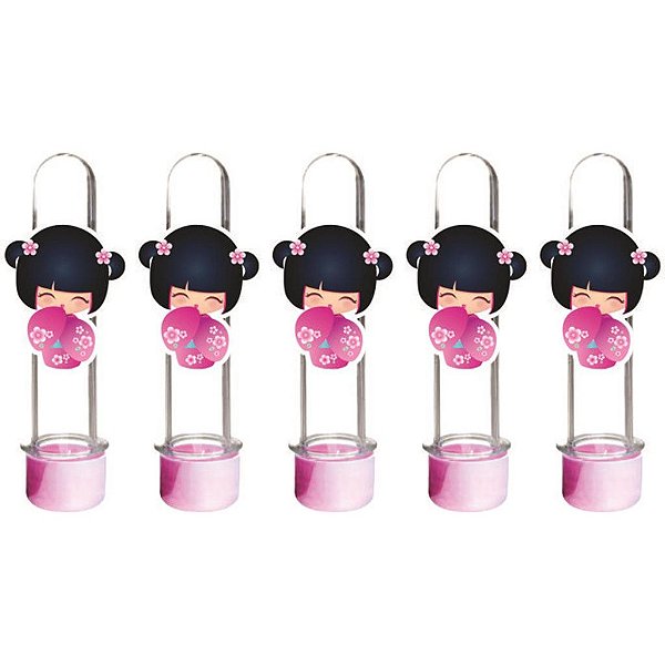 50 Tubetes Boneca Kokeshi rosa - Envio Imediato