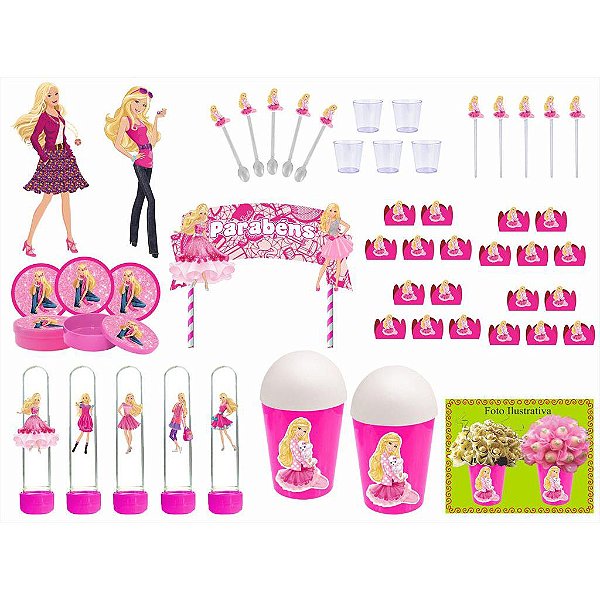 Kit Festa Barbie 105 peças (10 pessoas)