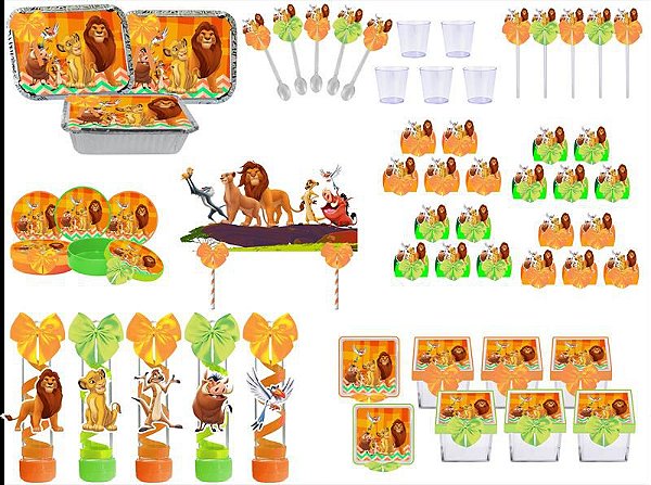 Kit festa decorado O Rei Leão 121 peças (10 pessoas)