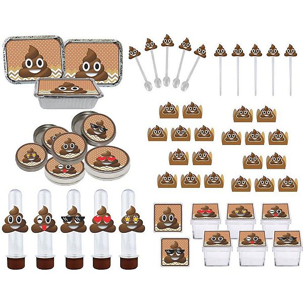 Kit festa Emoji cocô 114 peças (10 pessoas)