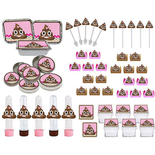Kit festa Emoji cocô menina 114 peças (10 pessoas)