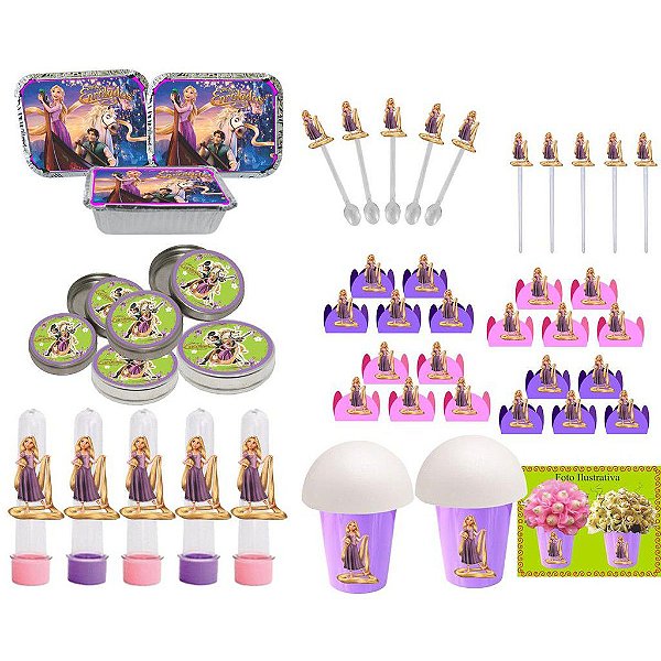 Kit festa Enrolados (Rapunzel) 160 Peças (20 pessoas)