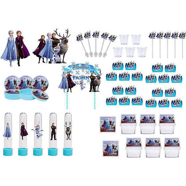 Kit festa Frozen 2 (azul claro) 173 peças  20 pessoas