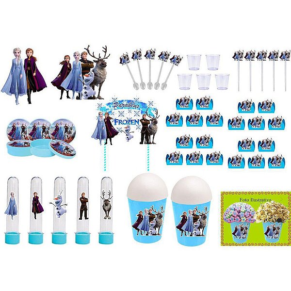 Kit festa Frozen 2 azul claro (155 peças) 20 pessoas