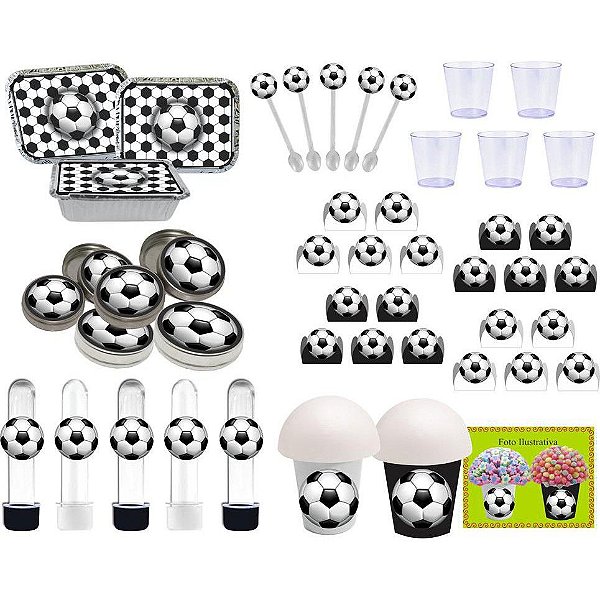 Kit festa futebol (preto e branco ) 152 peças